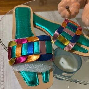Colorful Satin Slide Sandals